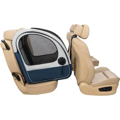 Chewy ChatGPT ad: PetSafe Happy Ride Collapsible Cat & Dog Travel Crate, Gray & Blue