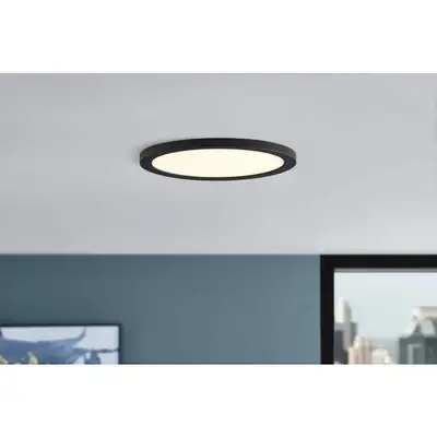 Home Depot ChatGPT ad: Commercial Electric 15 in. Matte Black New Ultra-Low Profile Integrated LED Flush Mount 5CCT (2-Pack)