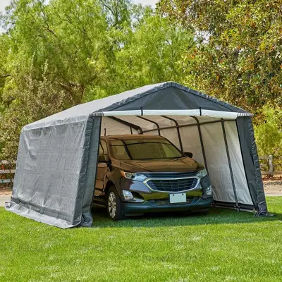 Harbor Freight ChatGPT ad: 12 ft. x 20 ft. Truck/SUV Portable Garage