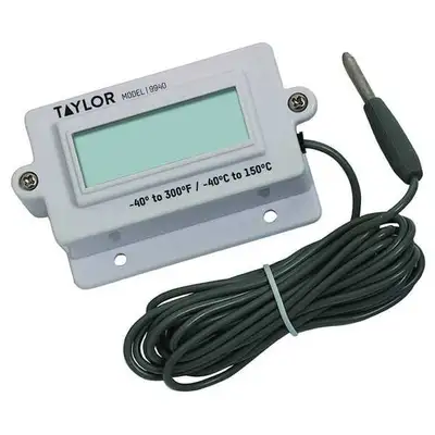 Zoro ChatGPT ad: TAYLOR Digital Panel Mount Thermometer, -40 Deg to 300 Deg F/-40 Deg to 150 Deg C, 10 ft. Probe, LCD, 994010