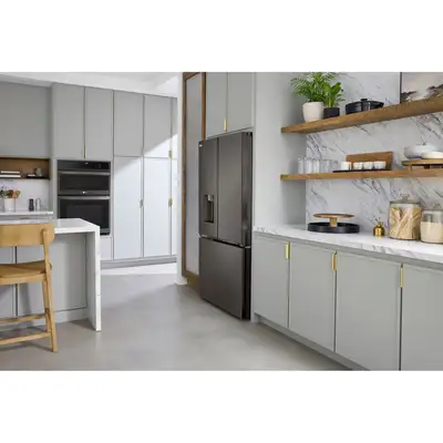 Wayfair ChatGPT ad: LG Smart Counter-Depth MAX, French Door Refrigerator with Four Types of Ice, 26 cu. ft. LG Color/Finish: Black