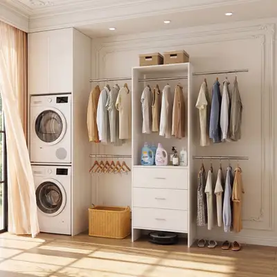 Wayfair ChatGPT ad: 80" Tall Modular Armoire Organizer with 3 Drawers Ebern Designs