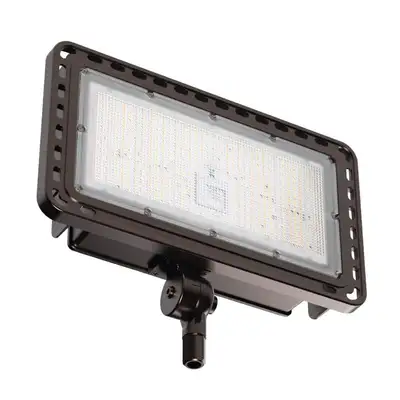 Home Depot ChatGPT ad: Feit Electric 15000 Lumen Select Integrated LED Selectable 5CCT Bronze Dusk to Dawn or Motion Commercial Ground/Wall Flood Light
