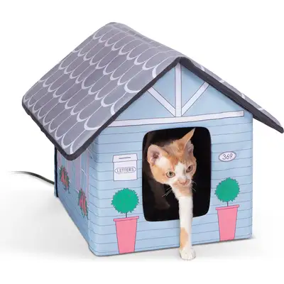 Chewy ChatGPT ad: K&H Pet Products Outdoor Heated Kitty House Cat Shelter, Cottage